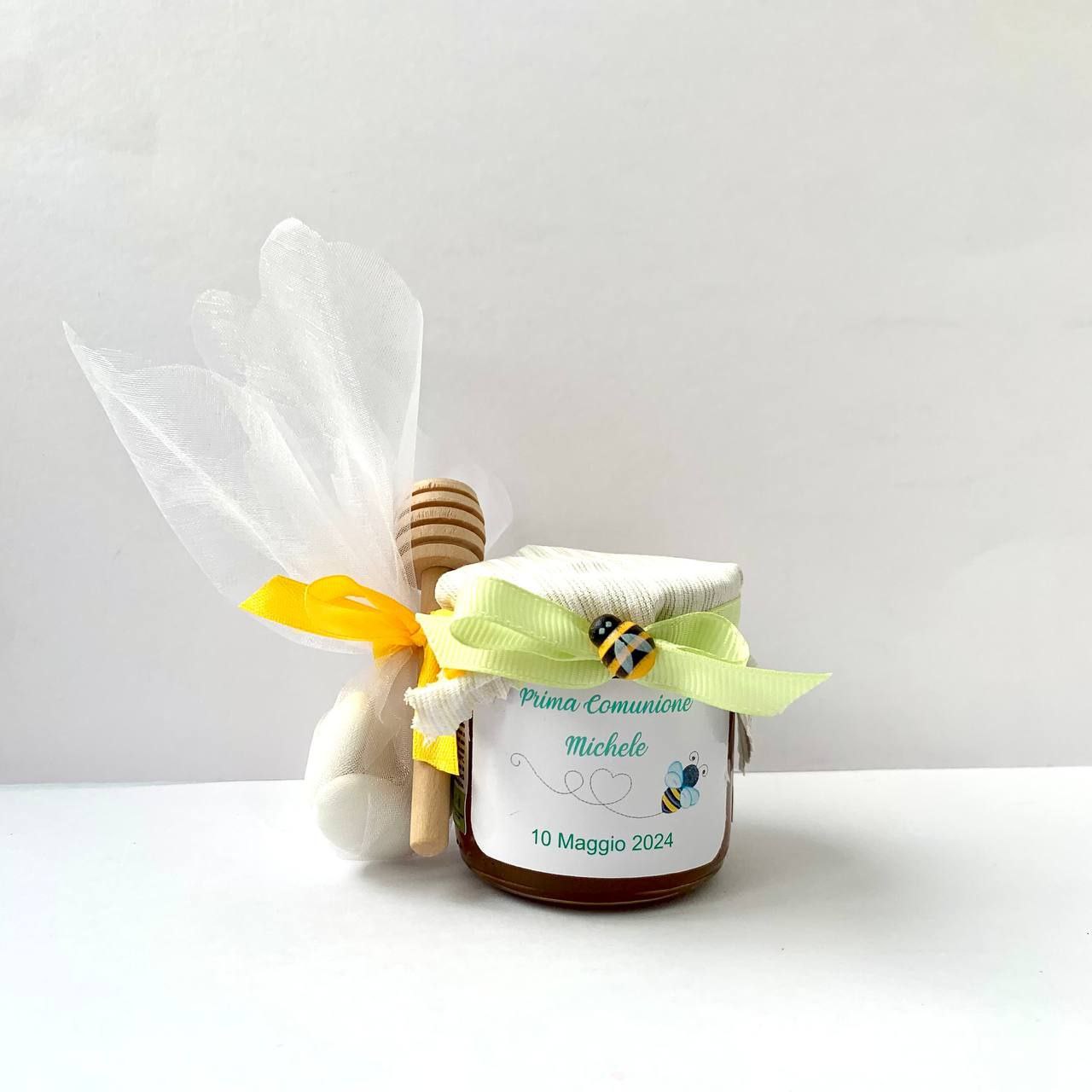 First Communion favor for children. Jar of artisanal wildflower honey 50 gr-140gr-250gr, customizable label