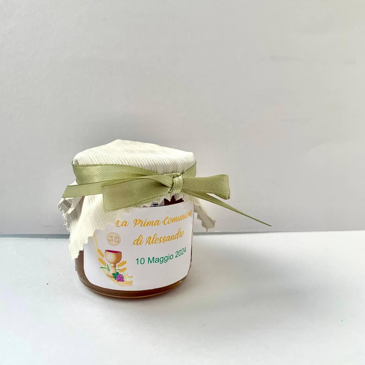 First Communion favor for children. Jar of artisanal wildflower honey 50 gr-140gr-250gr, customizable label