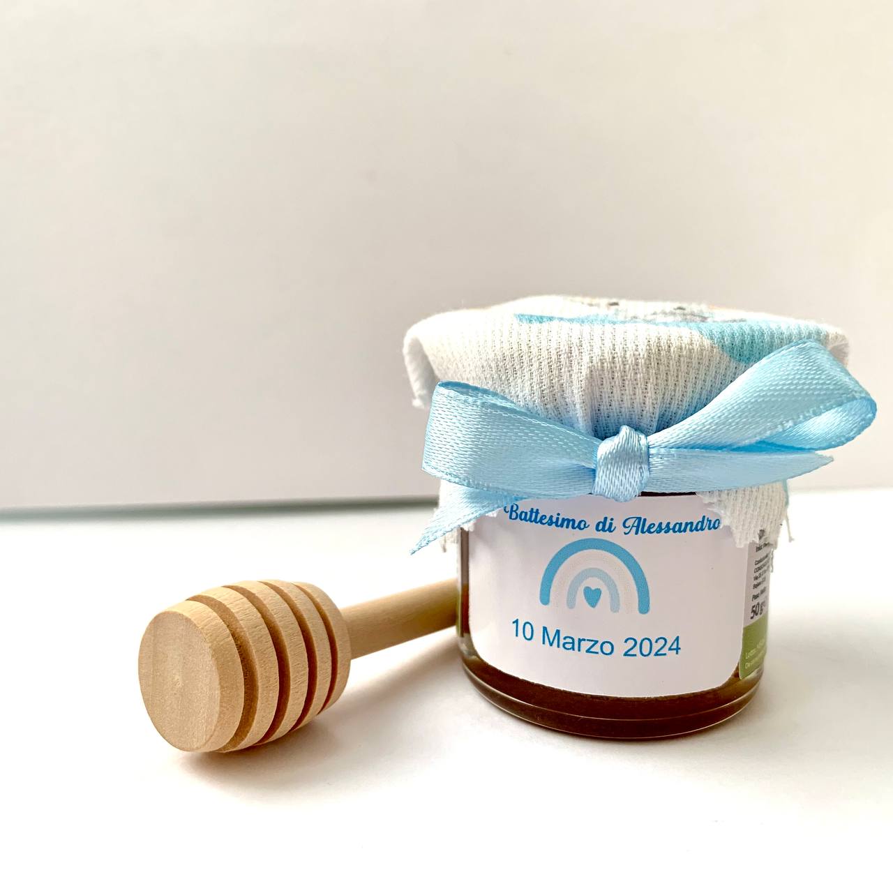Bonbonnières Baptême Bébé Pot de miel de fleurs sauvages artisanal 50gr-140gr-250gr étiquette personnalisable