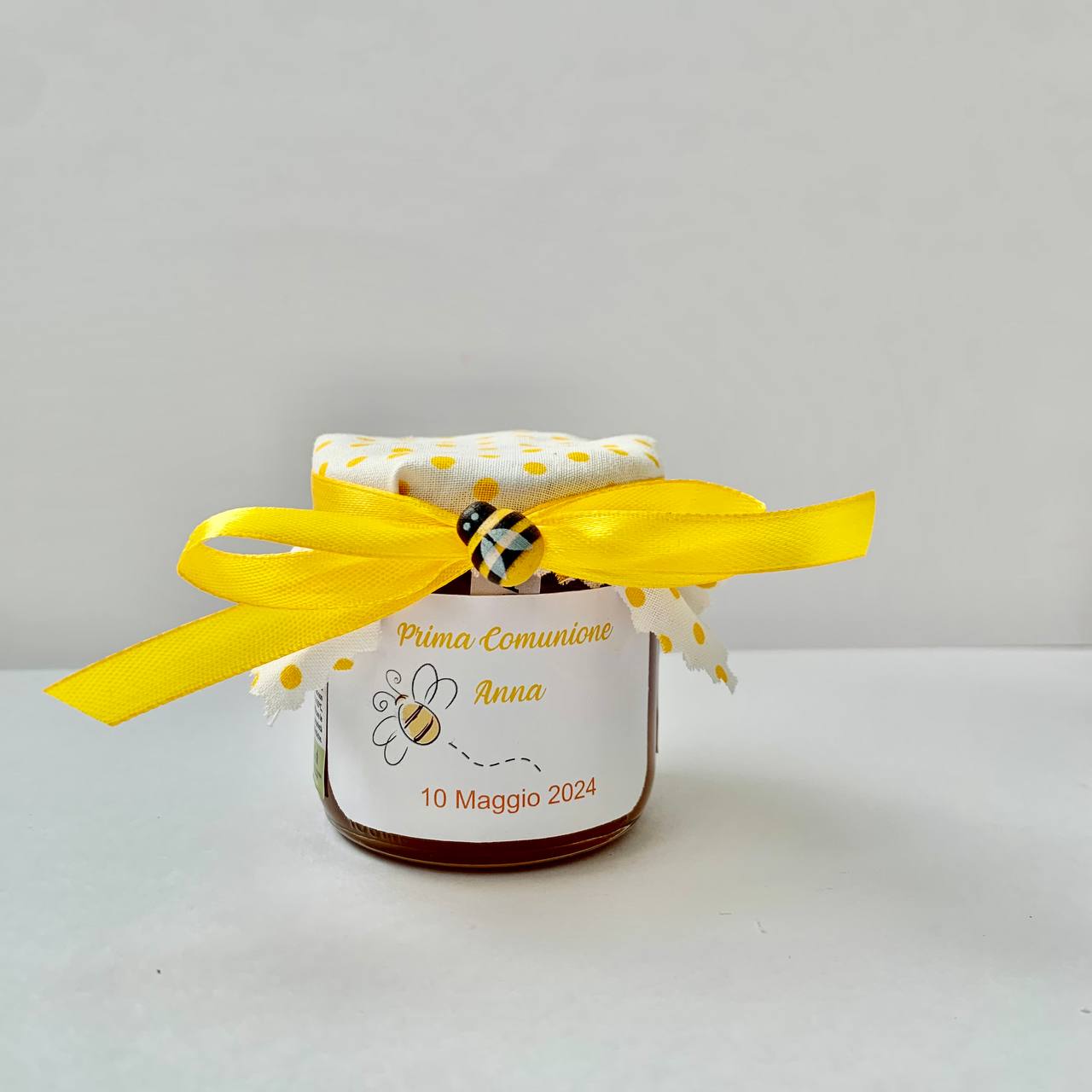 Bomboniera Prima Comunione Bambina Barattolino Miele millefiori artigianale 50 gr-140gr-250gr, etichetta personalizzabile