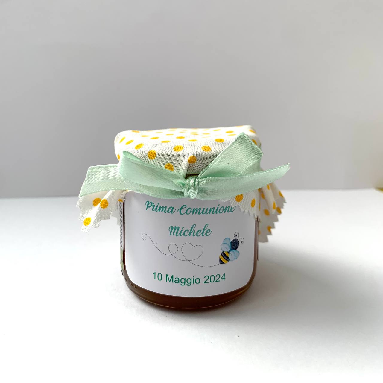 First Communion favor for children. Jar of artisanal wildflower honey 50 gr-140gr-250gr, customizable label