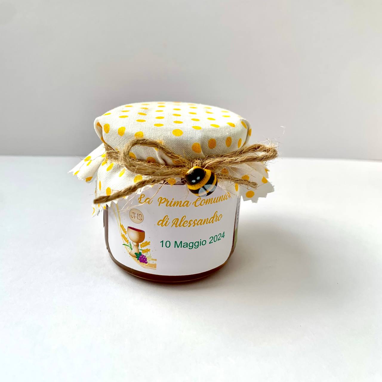 First Communion favor for children. Jar of artisanal wildflower honey 50 gr-140gr-250gr, customizable label