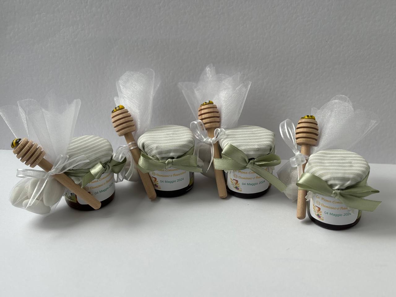 First Communion Favor for Children, Jar of Artisanal Wildflower Honey 50g-140g-250g, Customizable Label