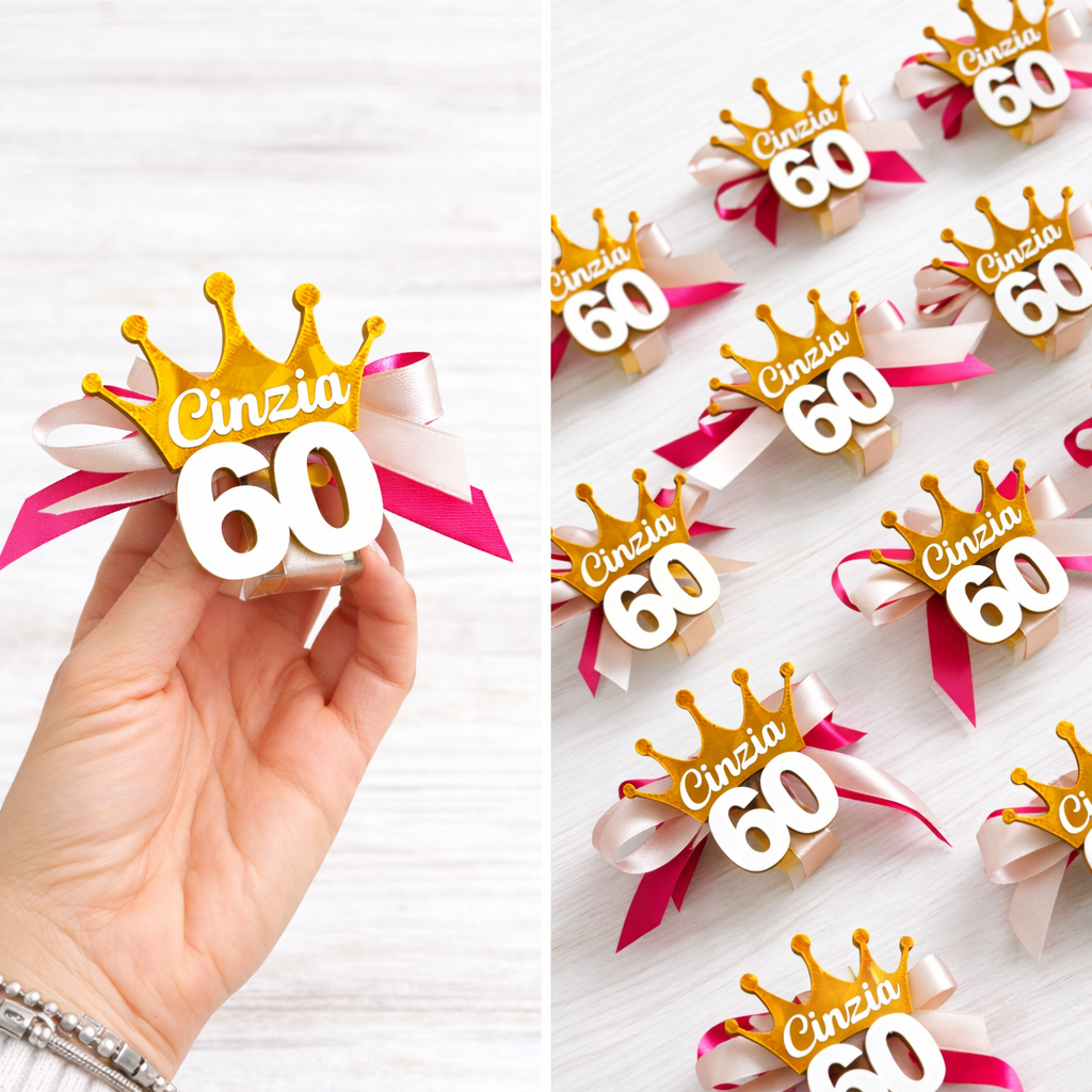 Bomboniere 60 compleanno 60 anni birthday calamite con nome personalizzabile