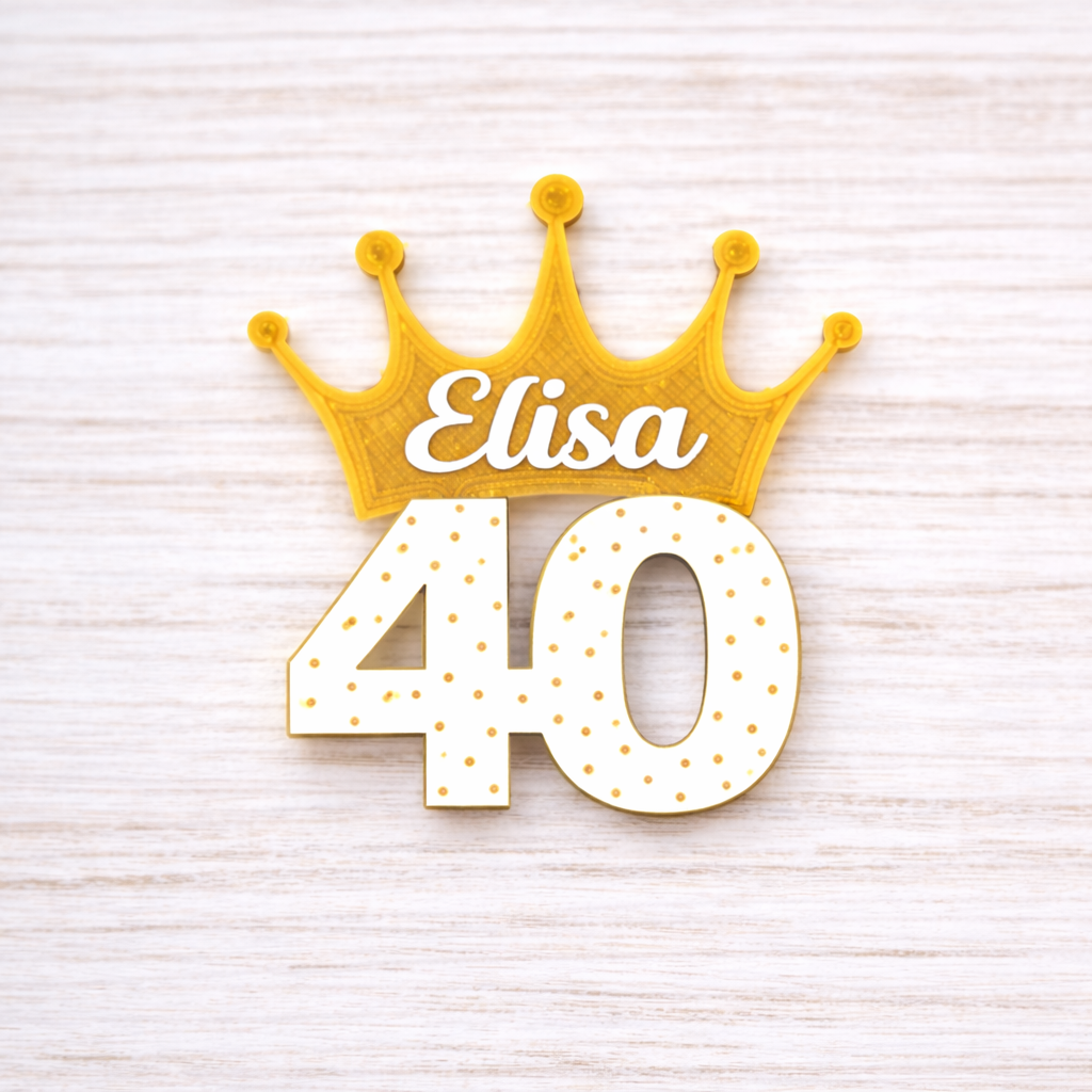 Calamita Bomboniera 40 anni a pois birthday con nome personalizzabile diversi colori