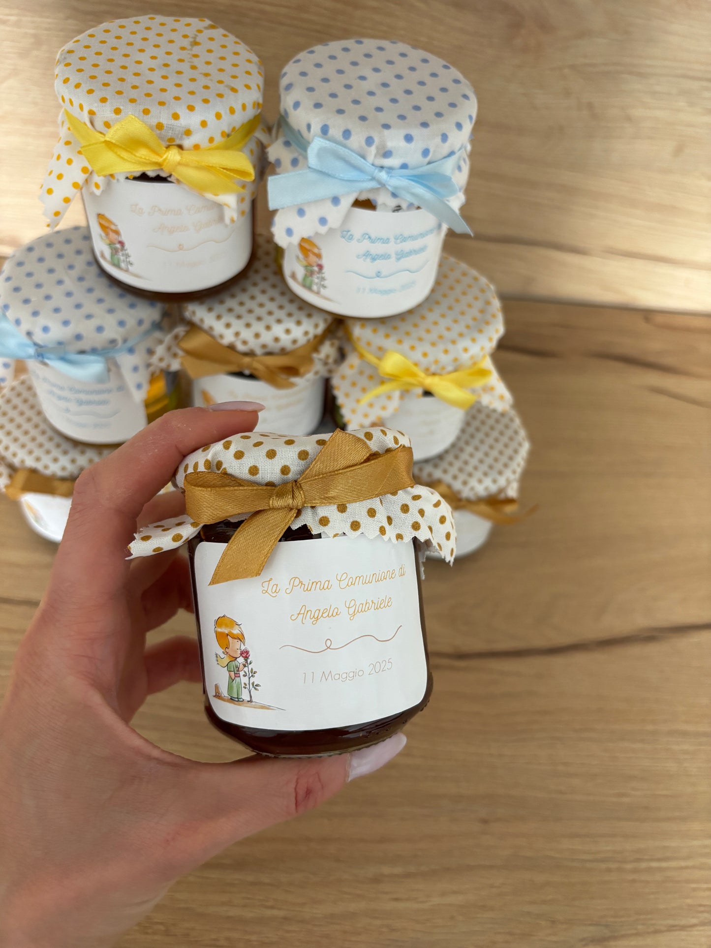 Wooden Box LITTLE PRINCE Theme for Baptism Jar of Millefiori Honey - Acacia - Chestnut handcrafted 250gr