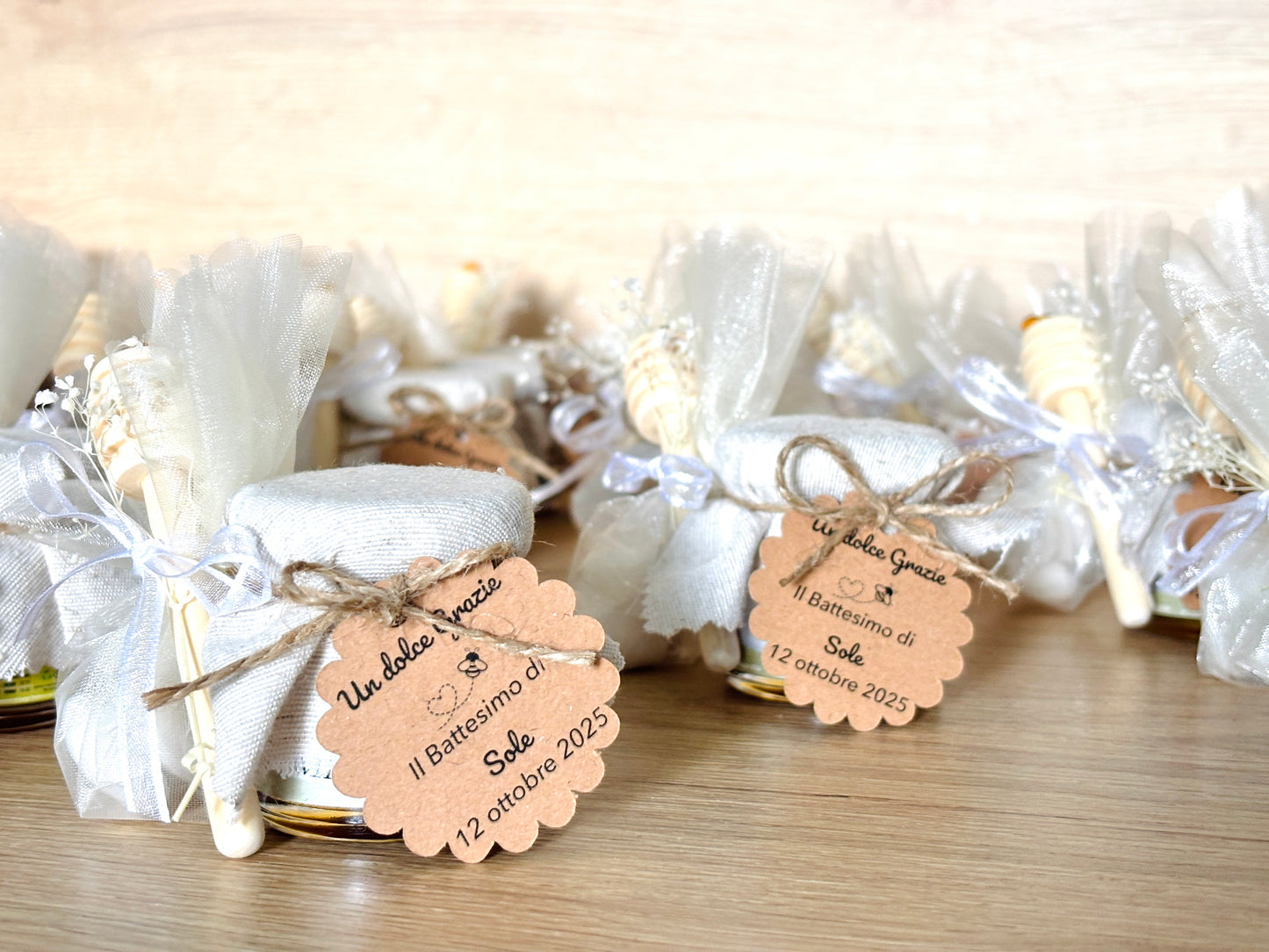 Bomboniera Prima Comunione Bambina Barattolino Miele millefiori artigianale 50 gr-140gr-250 gr, etichetta personalizzabile