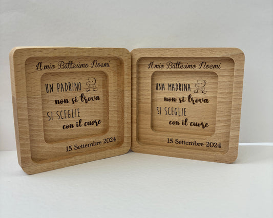 Baptism favor for godmother/godfather with personalized engraving and drawing, diameter 15cm, gift idea
