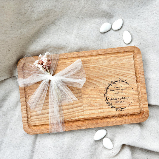 Wedding Favor Beech Wood Cutting Board with Customizable Laser Engraved Phrase