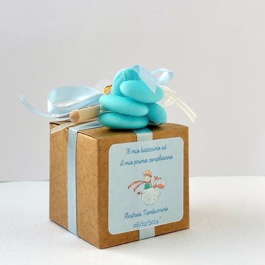 Baptism favors for baby boy LITTLE PRINCE Jar of artisanal wildflower honey 50 gr - 140gr - 250gr, customizable light blue label