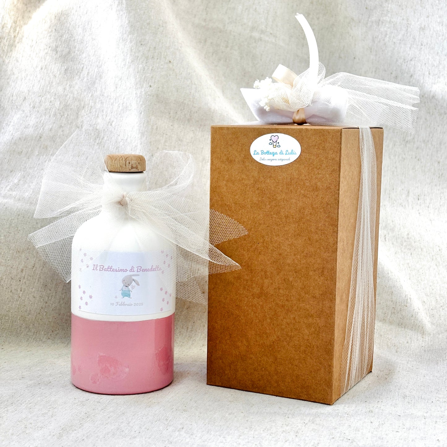 Wooden Box for FIRST COMMUNION - CONFIRMATION Jar of Millefiori Honey - Acacia - Chestnut handcrafted 250gr