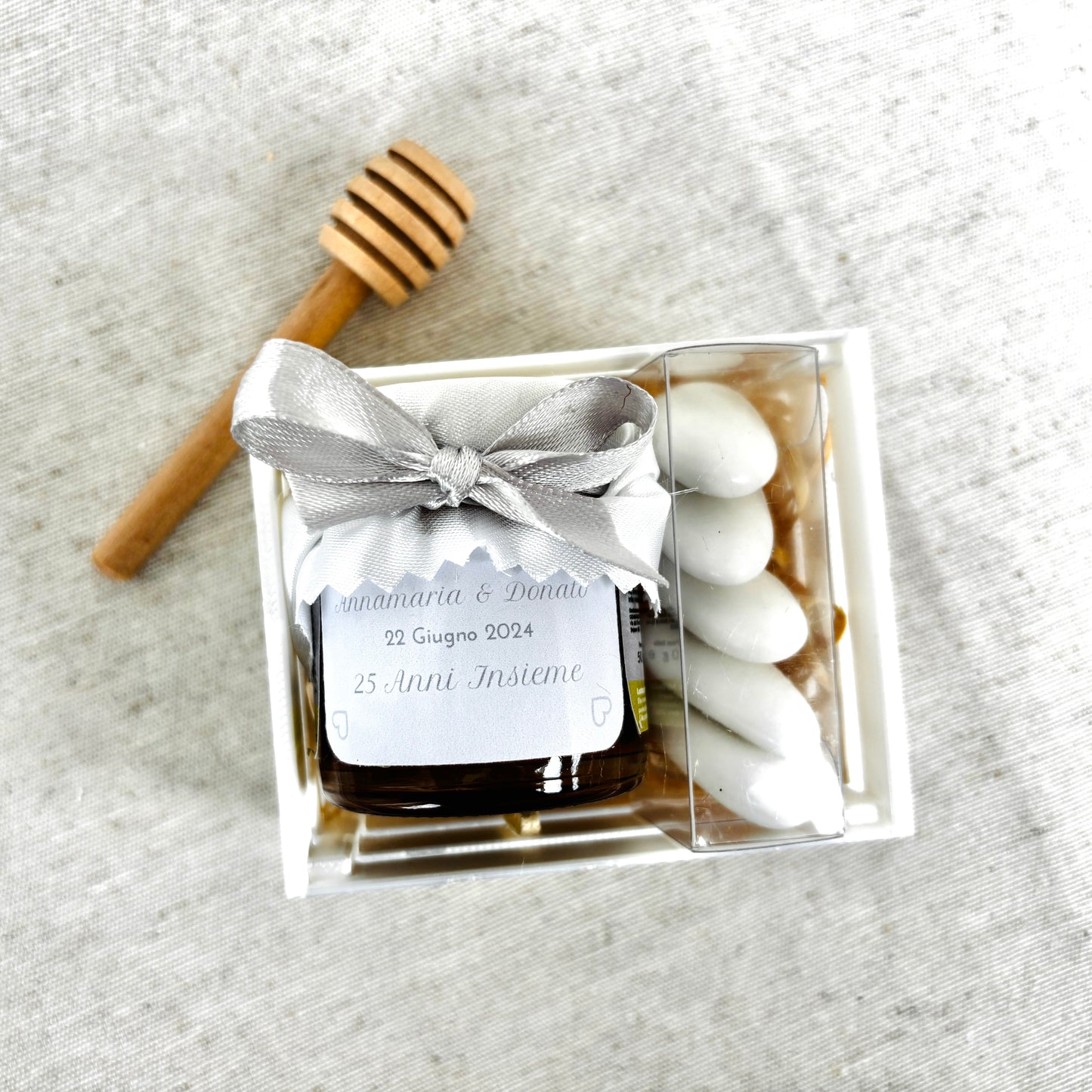 Wedding Favor Jar of artisanal wildflower honey 50 gr-140gr-250 gr, gold and pink color, customizable label