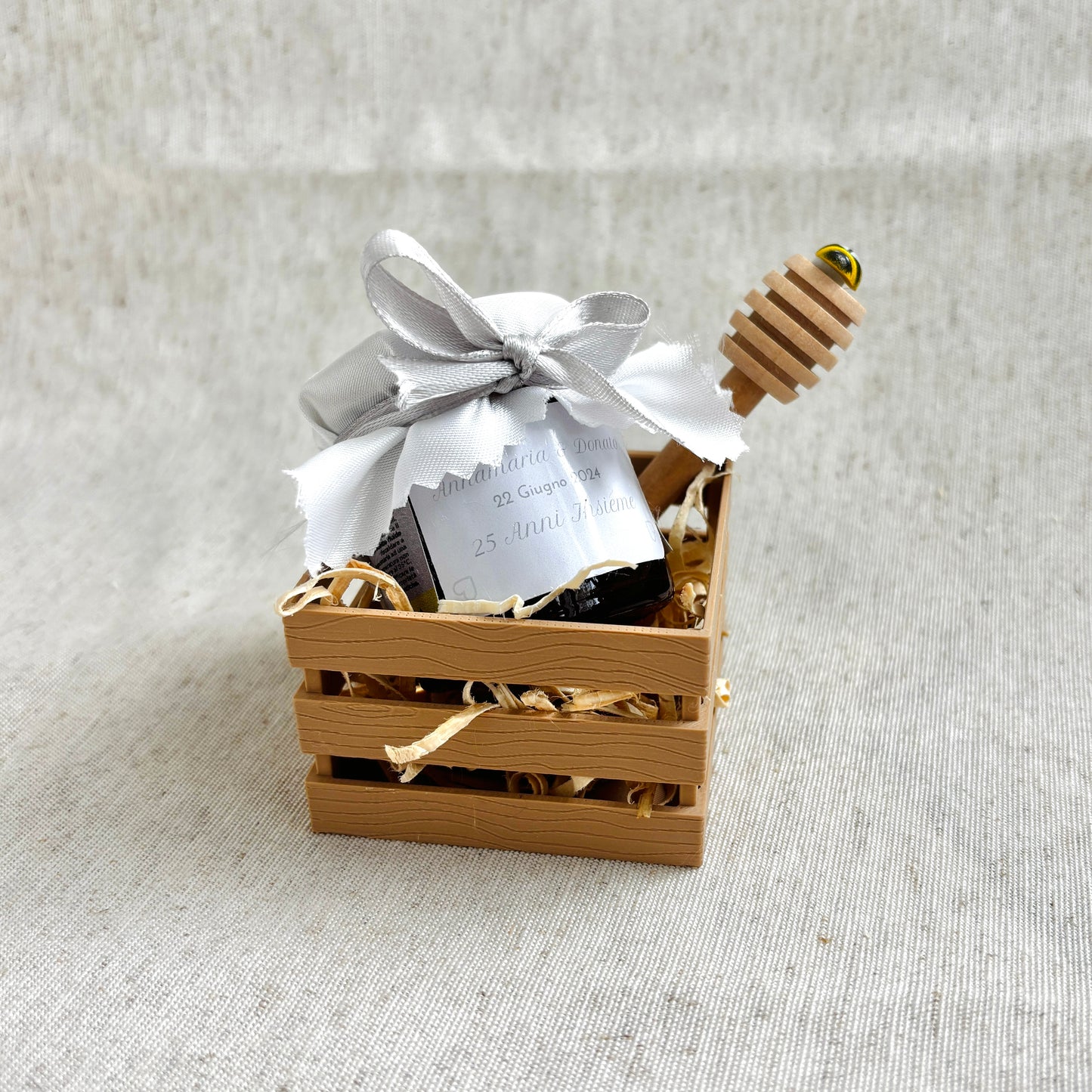 Wedding Favor Jar of artisanal wildflower honey 50 gr-140gr-250 gr, gold and pink color, customizable label