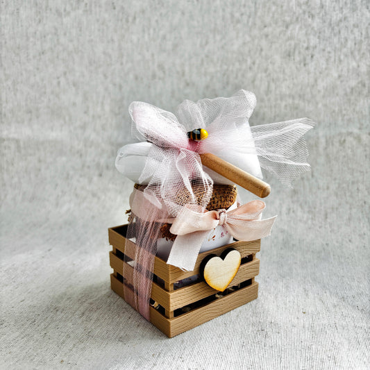 Wedding Favor Jar of artisanal wildflower honey 50 gr-140gr-250 gr, gold and pink color, customizable label