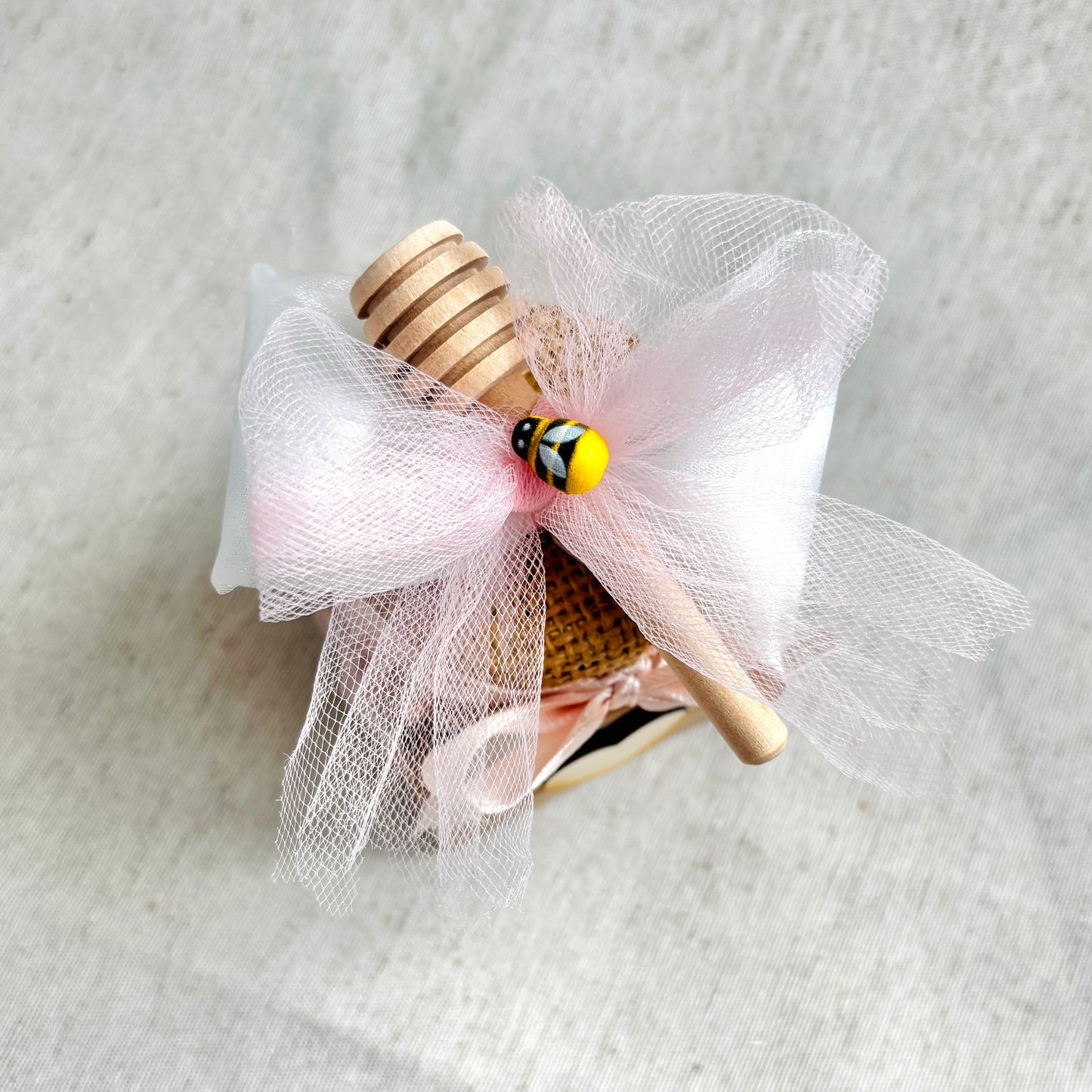 Wedding Favor Jar of artisanal wildflower honey 50 gr-140gr-250 gr, gold and pink color, customizable label