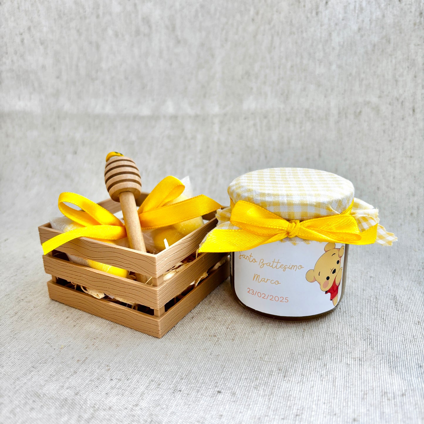 Wedding Favor Jar of artisanal wildflower honey 50 gr-140gr-250 gr, white and antique pink color, customizable label