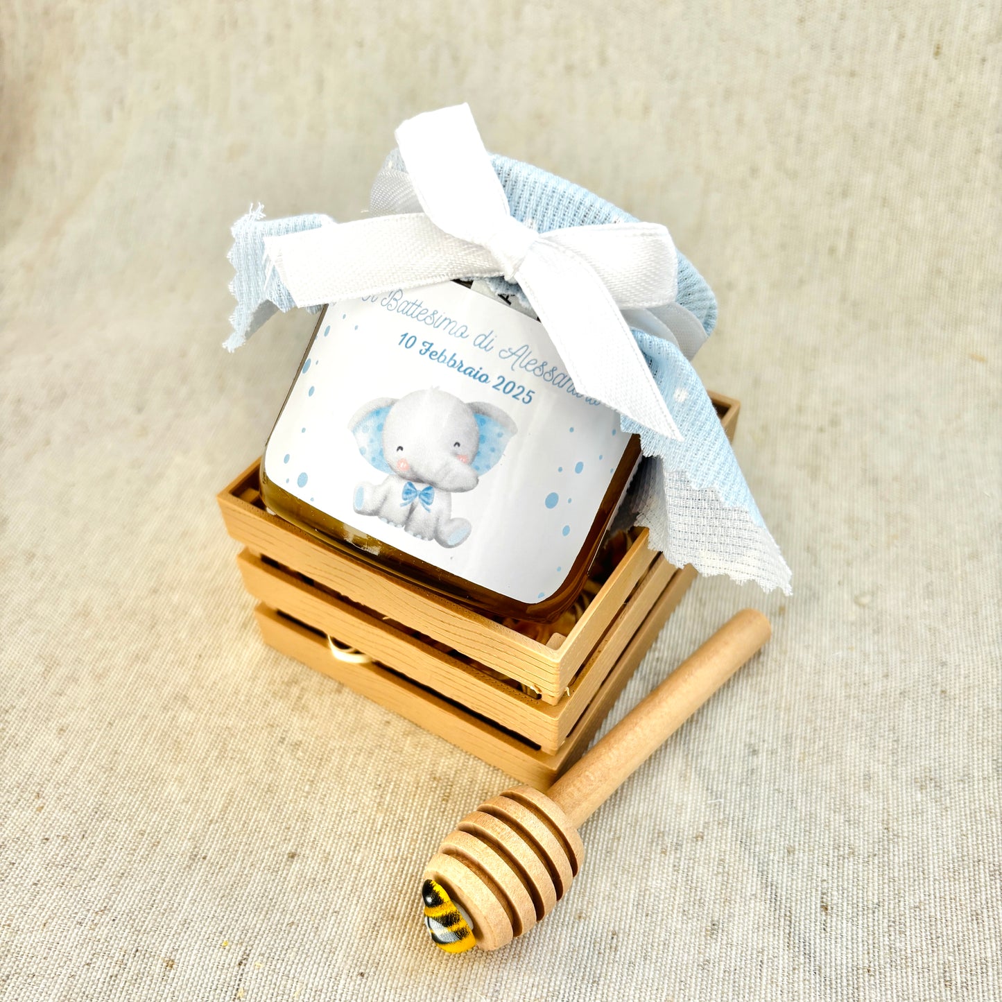 Wedding Favor Jar of artisanal wildflower honey 50 gr-140gr-250 gr, gold and pink color, customizable label