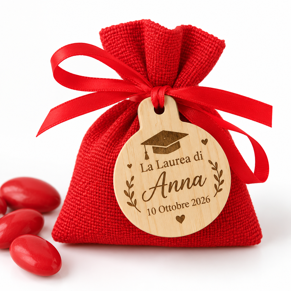 Apribottiglie in legno di Bambù con calamita e incisione tema LAUREA (8cm x 6cm)