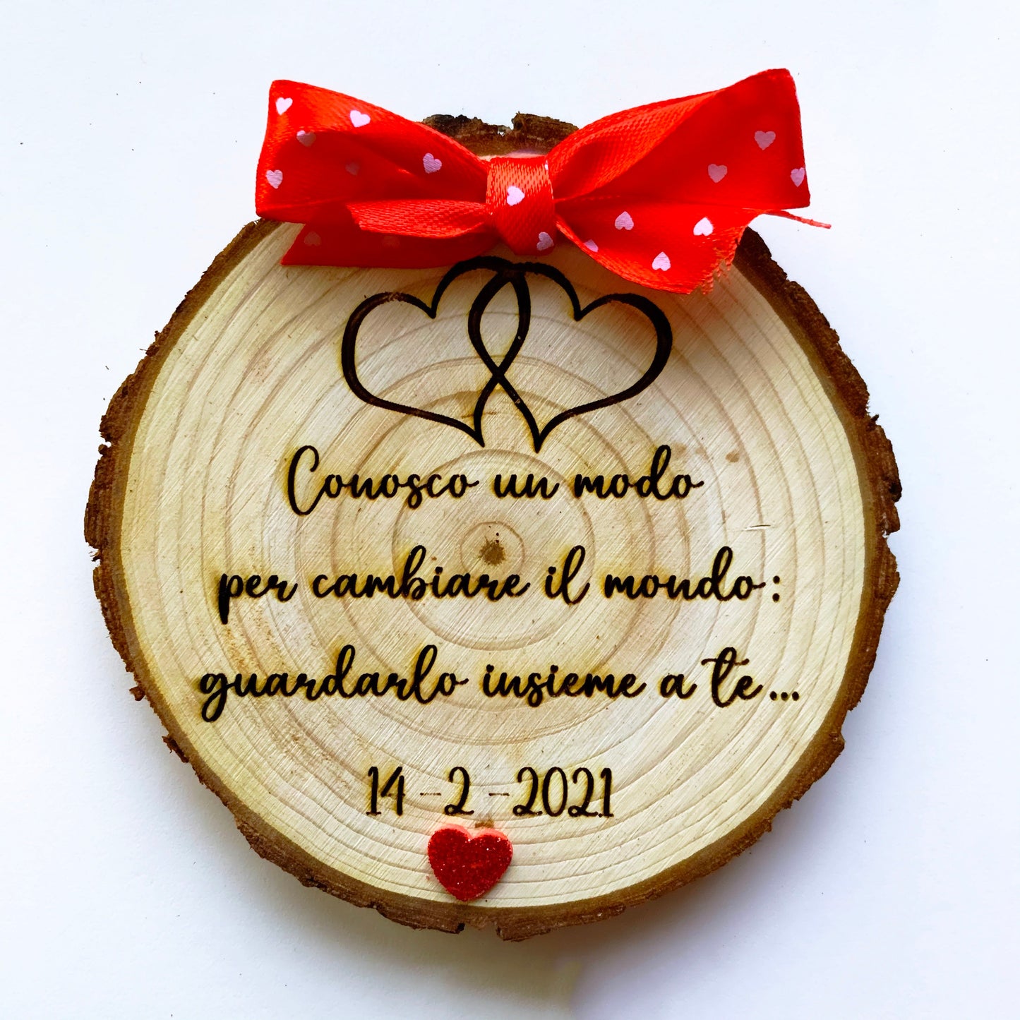 Idea Regalo San Valentino Anniversario Amore Love Matrimonio Tronchetti legno-dedica incisa a laser PERSONALIZZATI