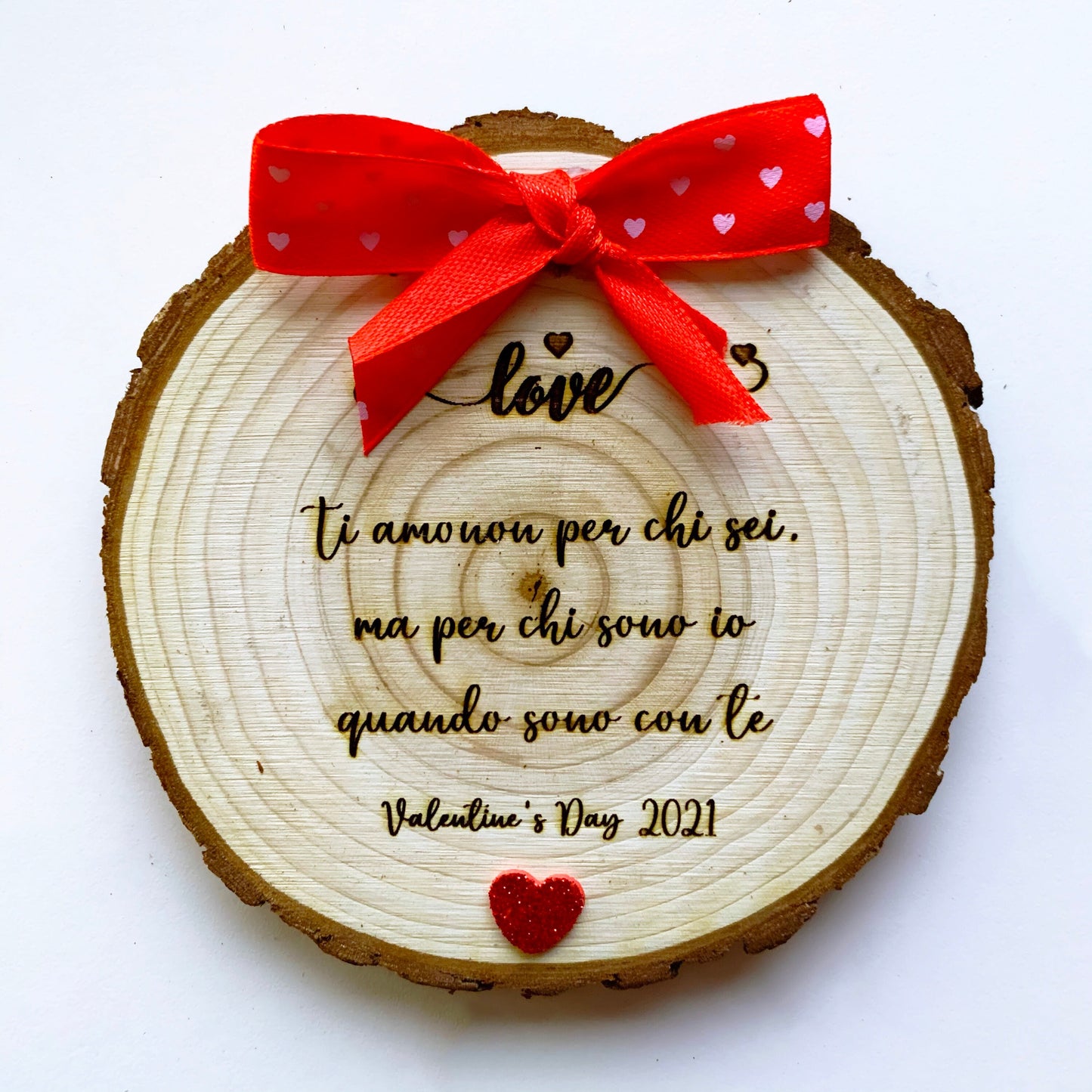 Idea Regalo San Valentino Anniversario Amore Love Matrimonio Tronchetti legno-dedica incisa a laser PERSONALIZZATI
