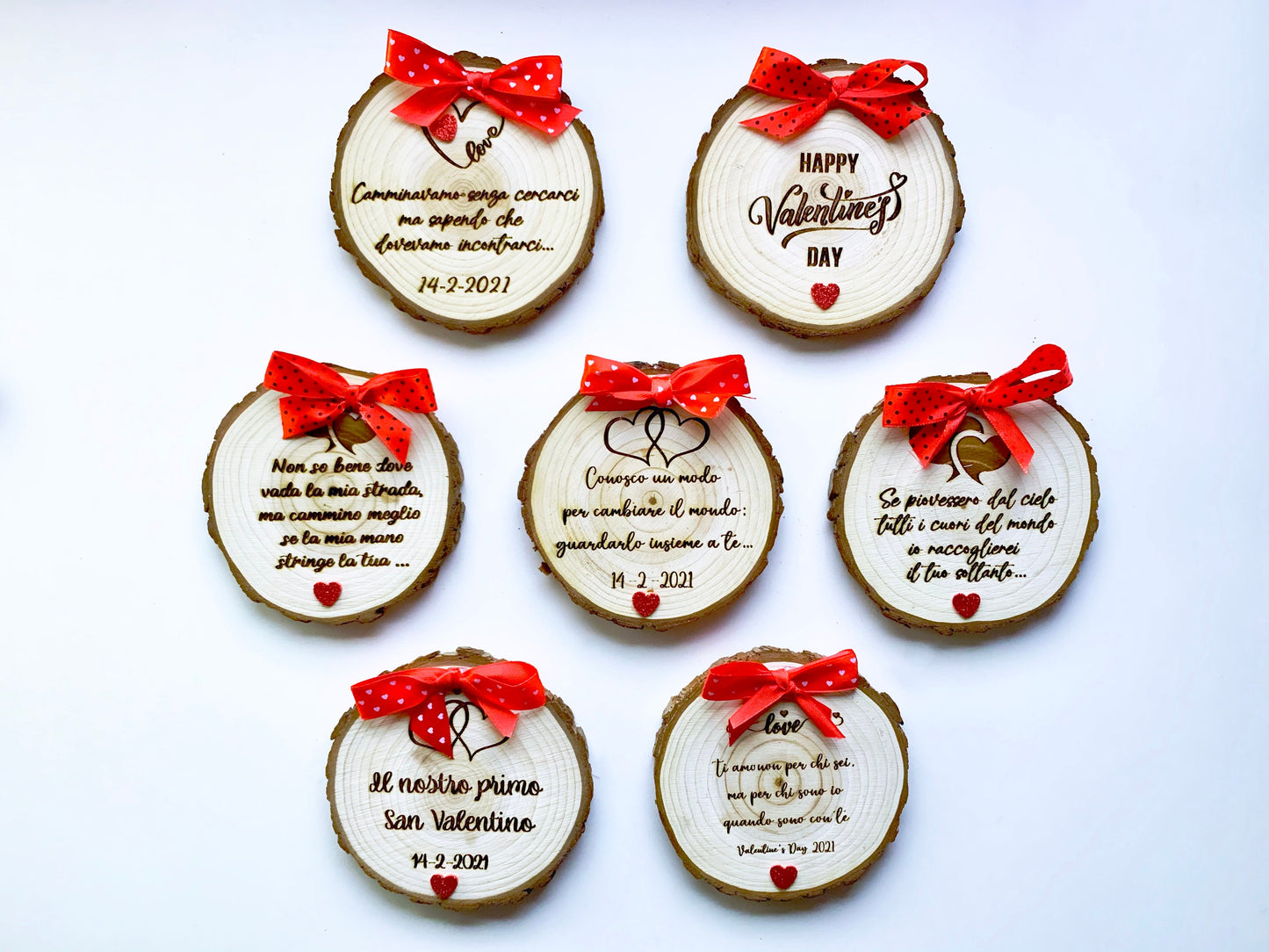 Idea Regalo San Valentino Anniversario Amore Love Matrimonio Tronchetti legno-dedica incisa a laser PERSONALIZZATI