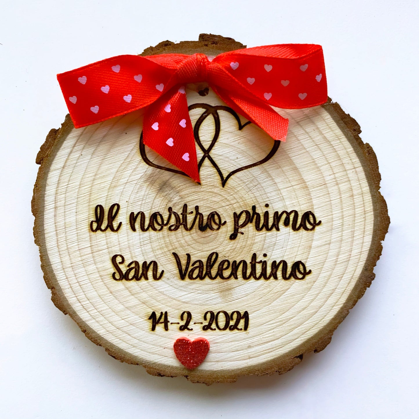 Idea Regalo San Valentino Anniversario Amore Love Matrimonio Tronchetti legno-dedica incisa a laser PERSONALIZZATI