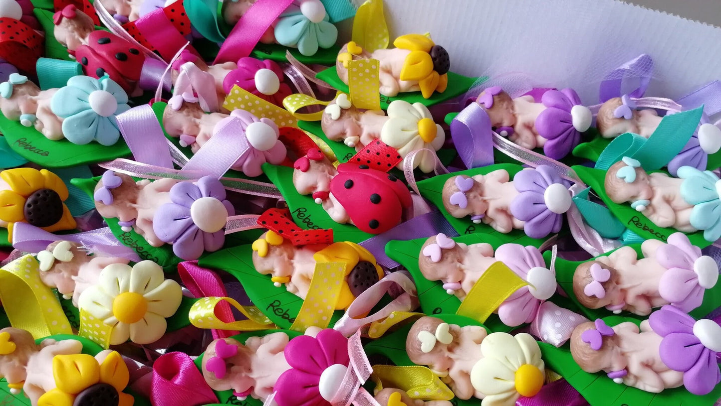 Cadeau original pour baptême, anniversaire, baby shower pour fille avec feuille de printemps coccinelle