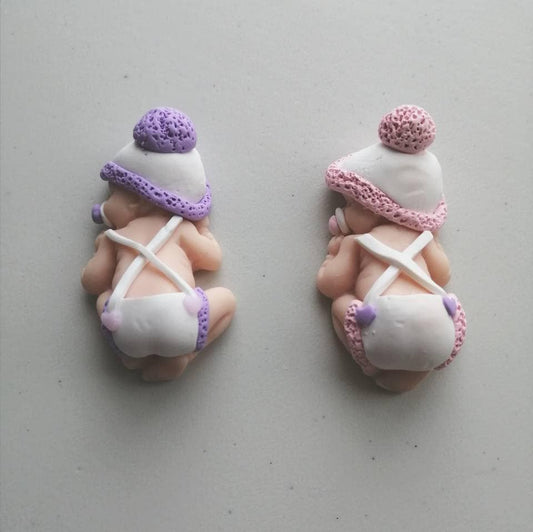 Baptism, Birth and Birthday favors for girls in fimo with pom poms
