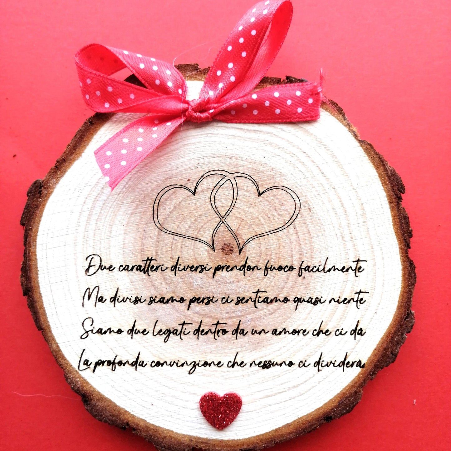 Anniversary VALENTINE'S DAY Gift Idea PERSONALIZED wooden ankle boots with laser engraved dedication diameter 10 cm