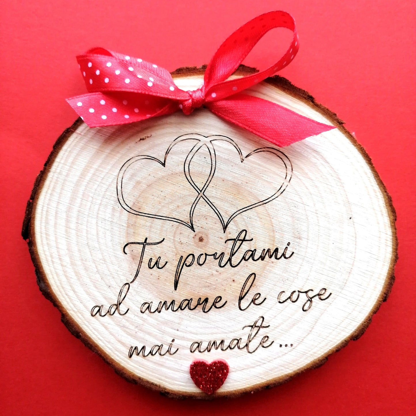 Anniversary VALENTINE'S DAY Gift Idea PERSONALIZED wooden ankle boots with laser engraved dedication diameter 10 cm