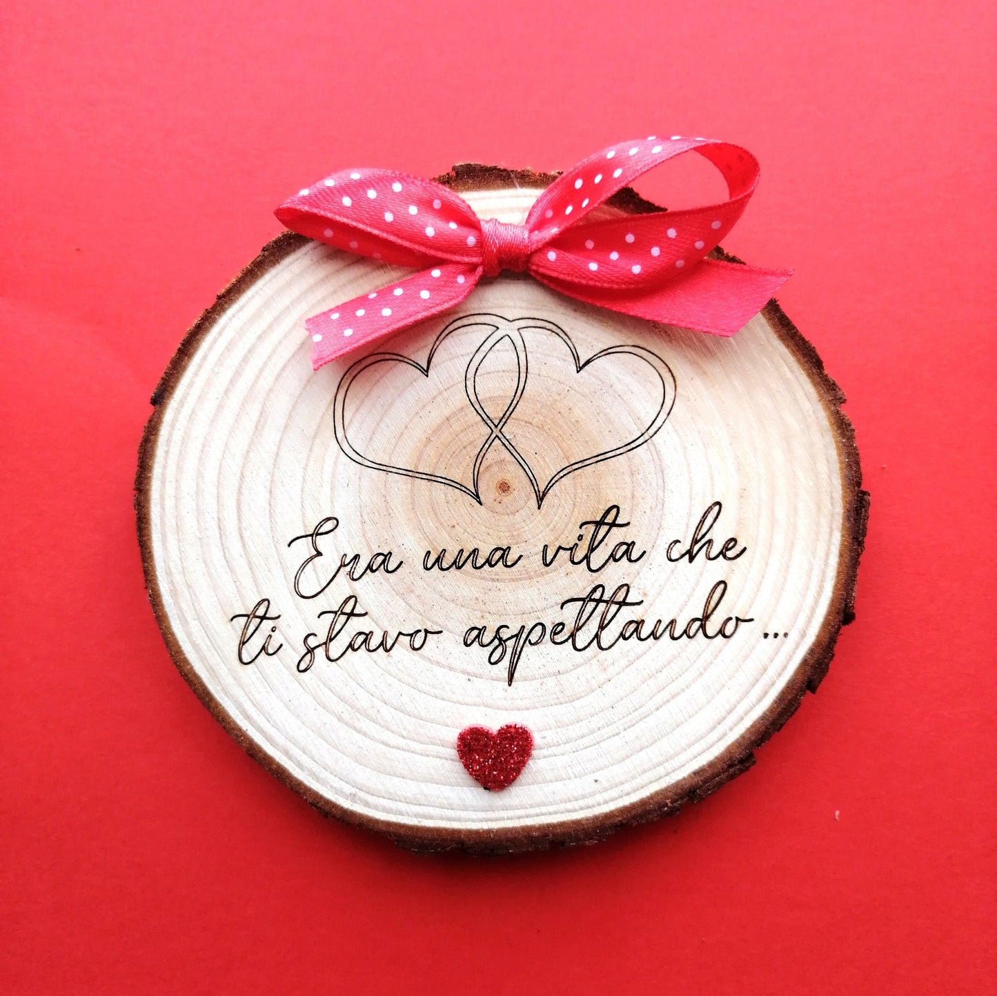 Anniversary VALENTINE'S DAY Gift Idea PERSONALIZED wooden ankle boots with laser engraved dedication diameter 10 cm