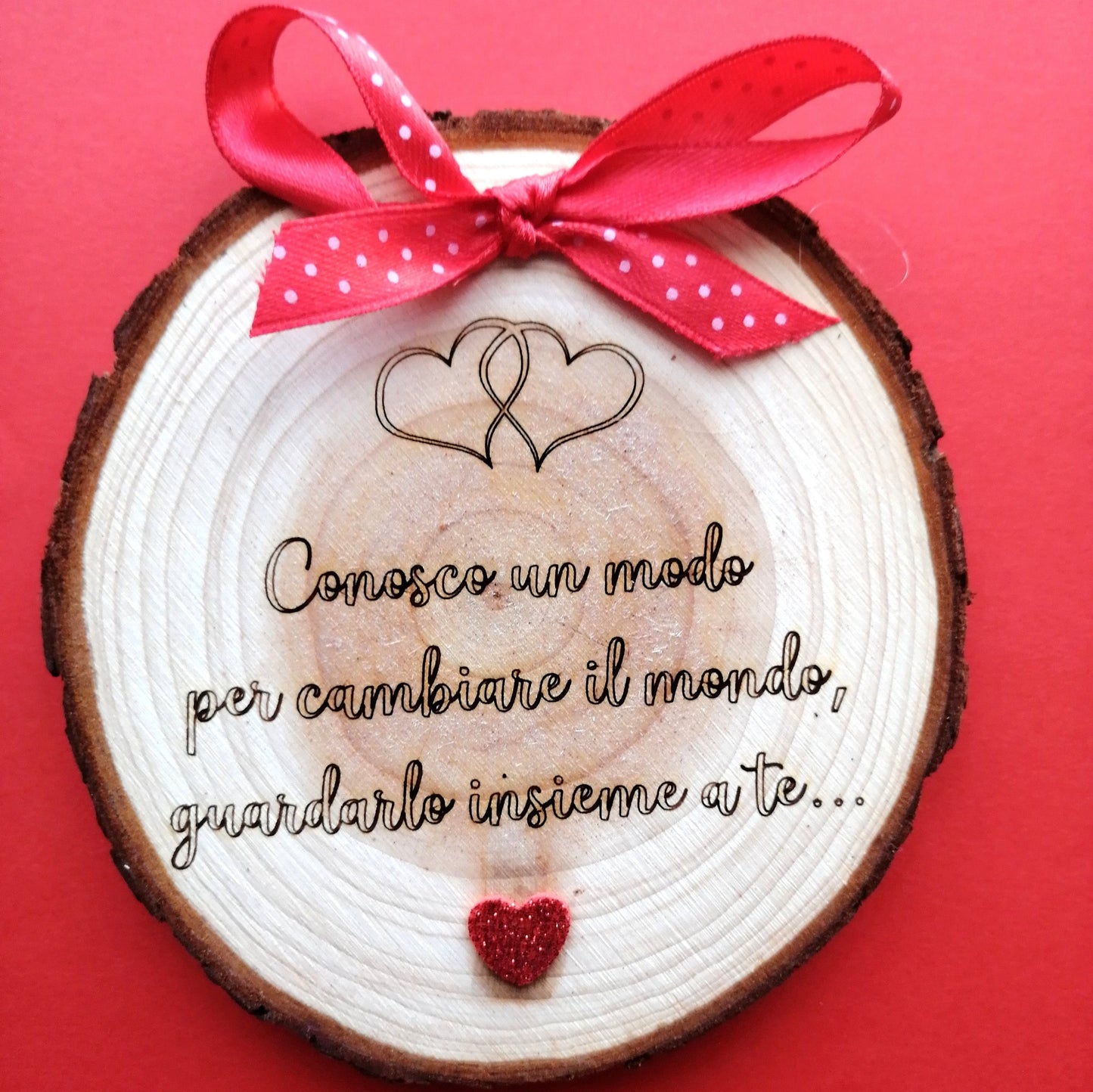 Anniversary VALENTINE'S DAY Gift Idea PERSONALIZED wooden ankle boots with laser engraved dedication diameter 10 cm