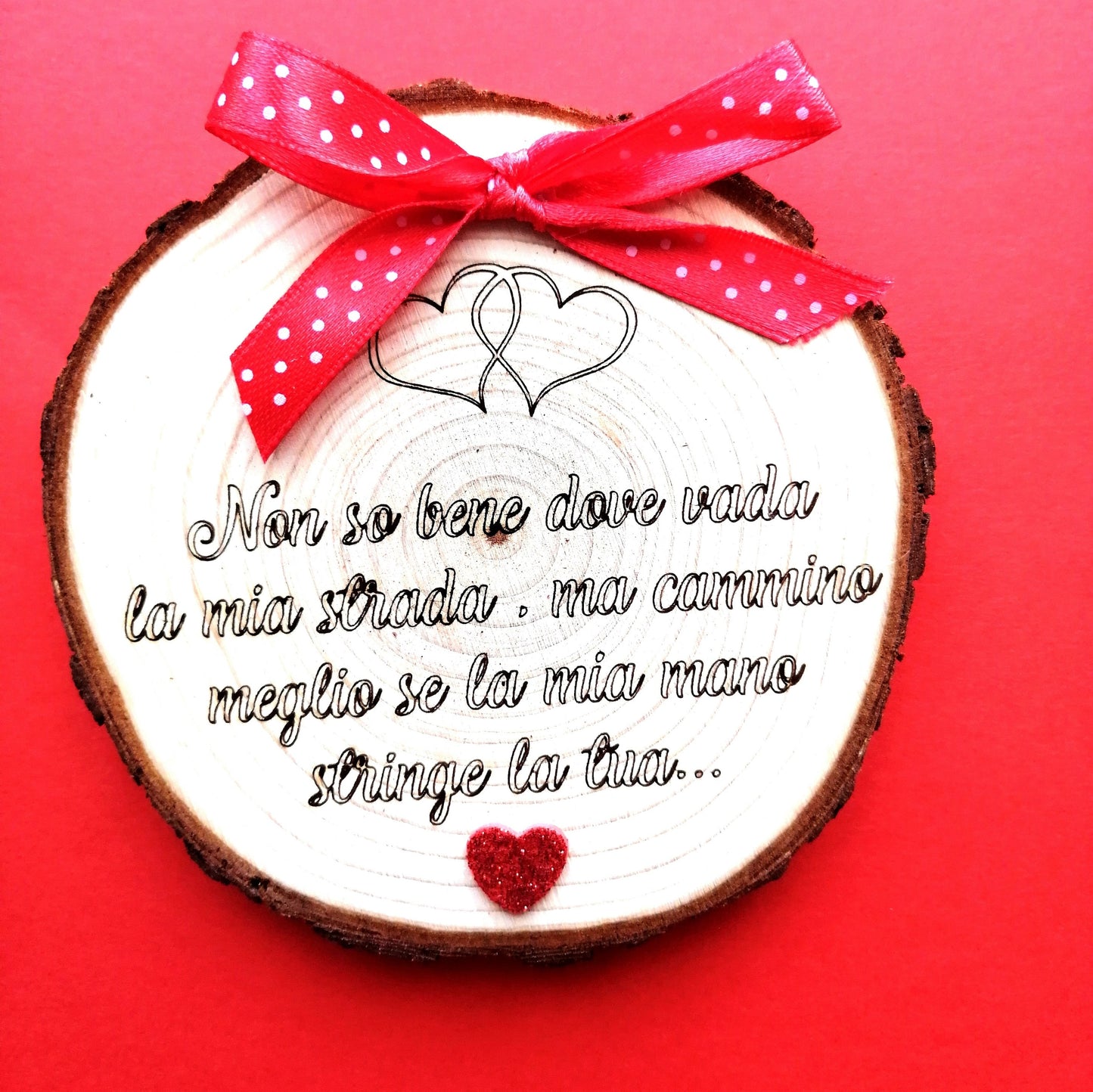 Anniversary VALENTINE'S DAY Gift Idea PERSONALIZED wooden ankle boots with laser engraved dedication diameter 10 cm