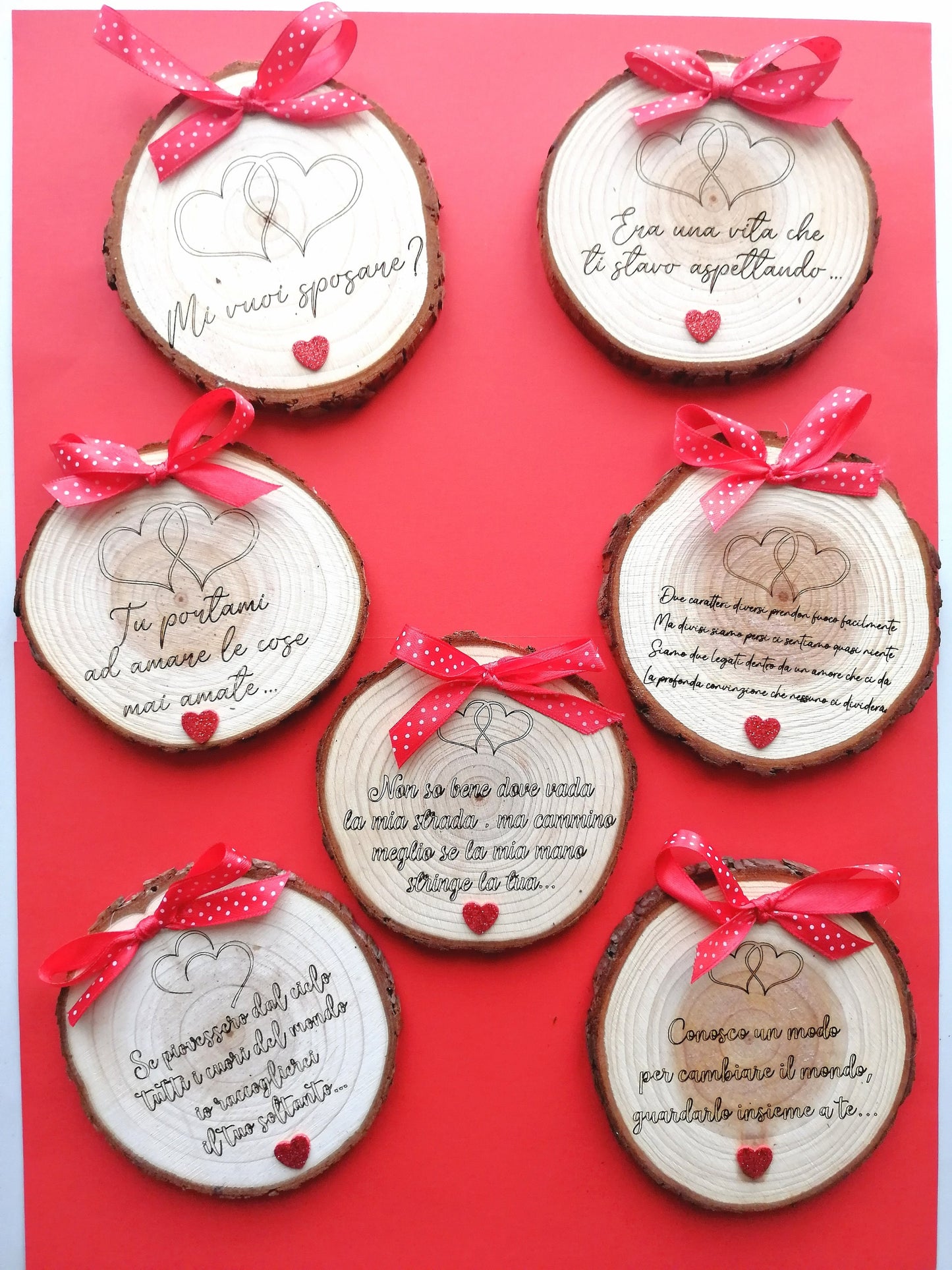Anniversary VALENTINE'S DAY Gift Idea PERSONALIZED wooden ankle boots with laser engraved dedication diameter 10 cm