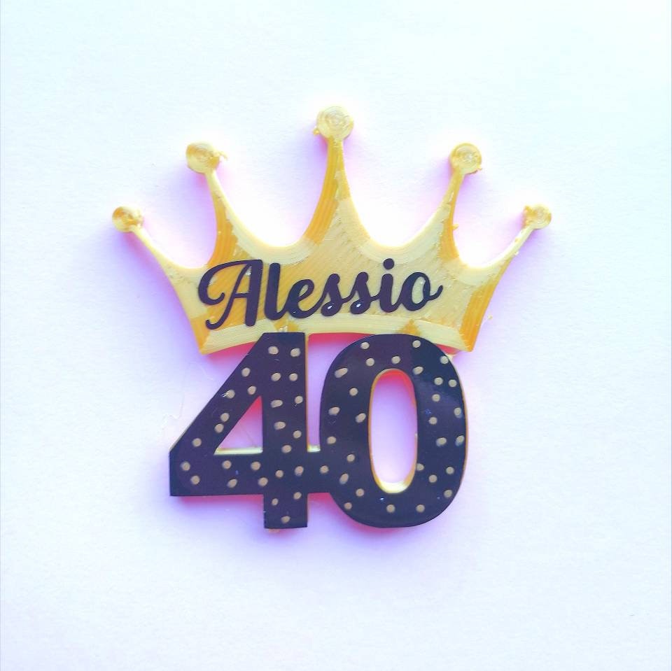 40th birthday favor magnet with customizable name in different colours