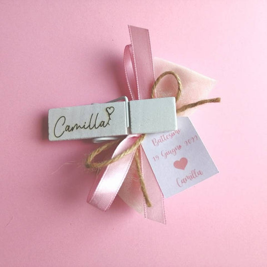 Wooden peg with engraving for baptism, birth, birthday, shabby chic sugared almonds