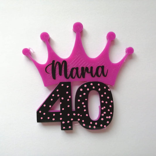40th birthday favor magnet with customizable name in different colours