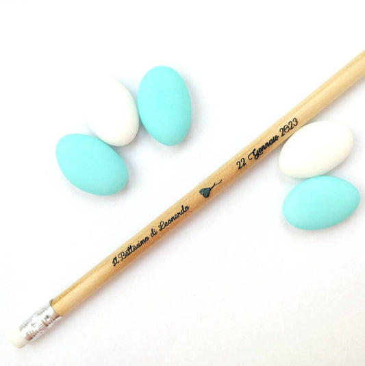 Baptism favor with natural wooden pencil, personalized engraving