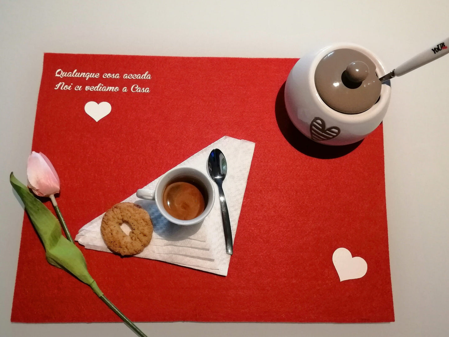 Tovaglietta per colazione idea regalo San Valentino personalizzabile 30cm x 20cm