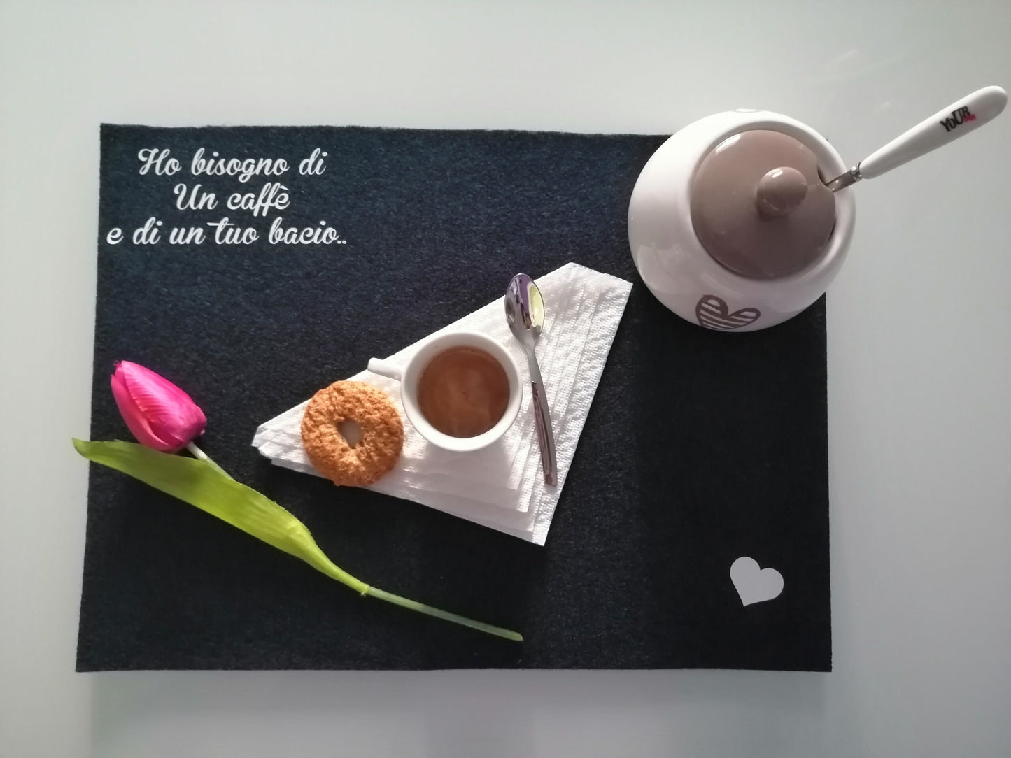 Tovaglietta per colazione idea regalo San Valentino personalizzabile 30cm x 20cm
