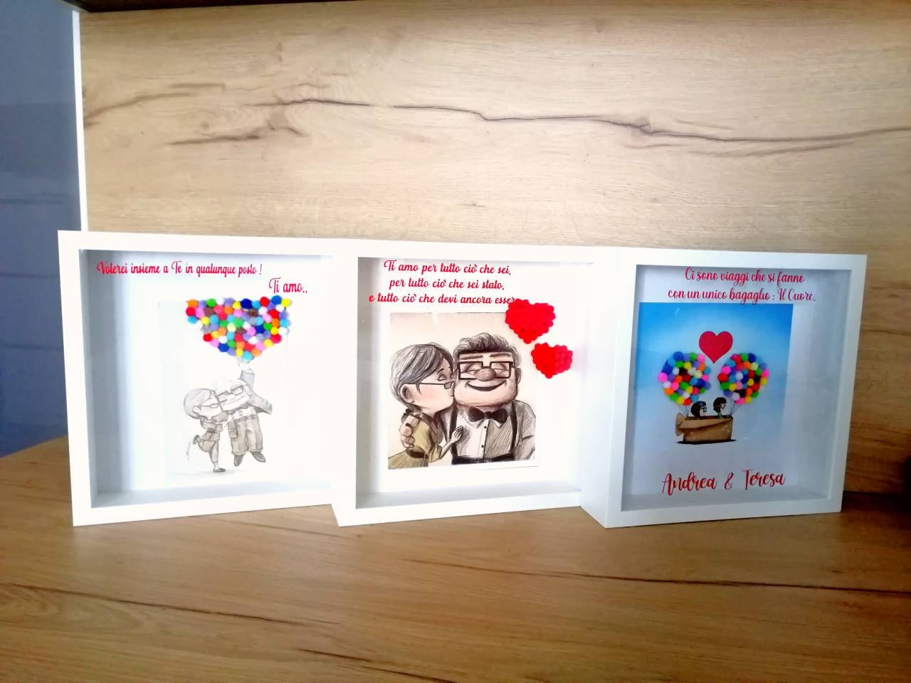 Picture gift idea Original frame VALENTINE'S DAY 25cm x 25cm shadow box Customizable - Ellie & Carl "UP" -