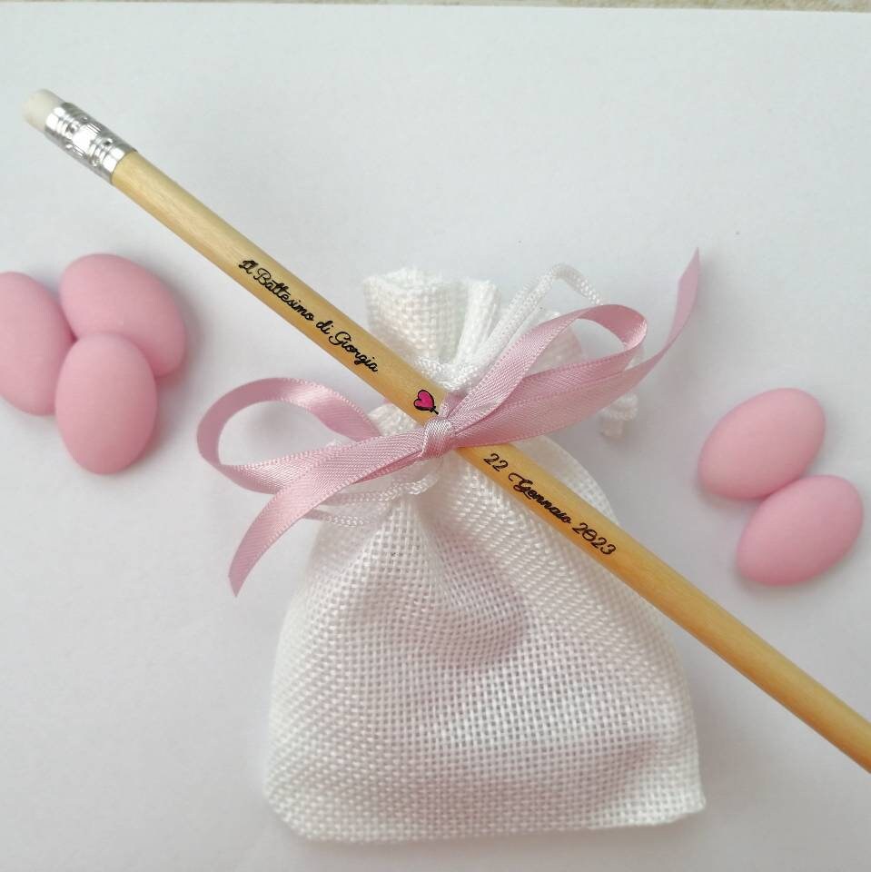 Baptism favor with natural wooden pencil, personalized engraving