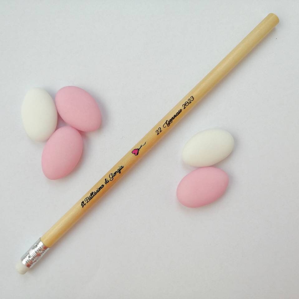 Baptism favor with natural wooden pencil, personalized engraving