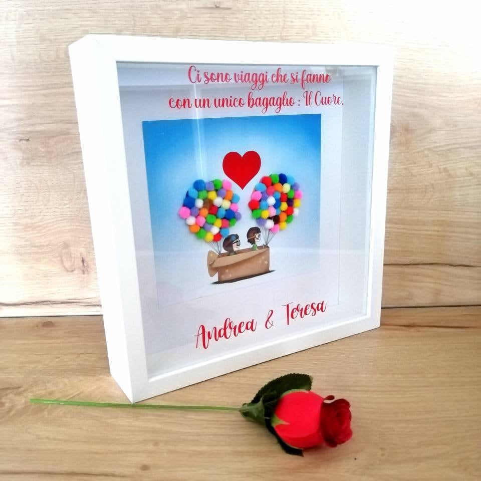 Picture gift idea Original frame VALENTINE'S DAY 25cm x 25cm shadow box Customizable - Ellie & Carl "UP" -