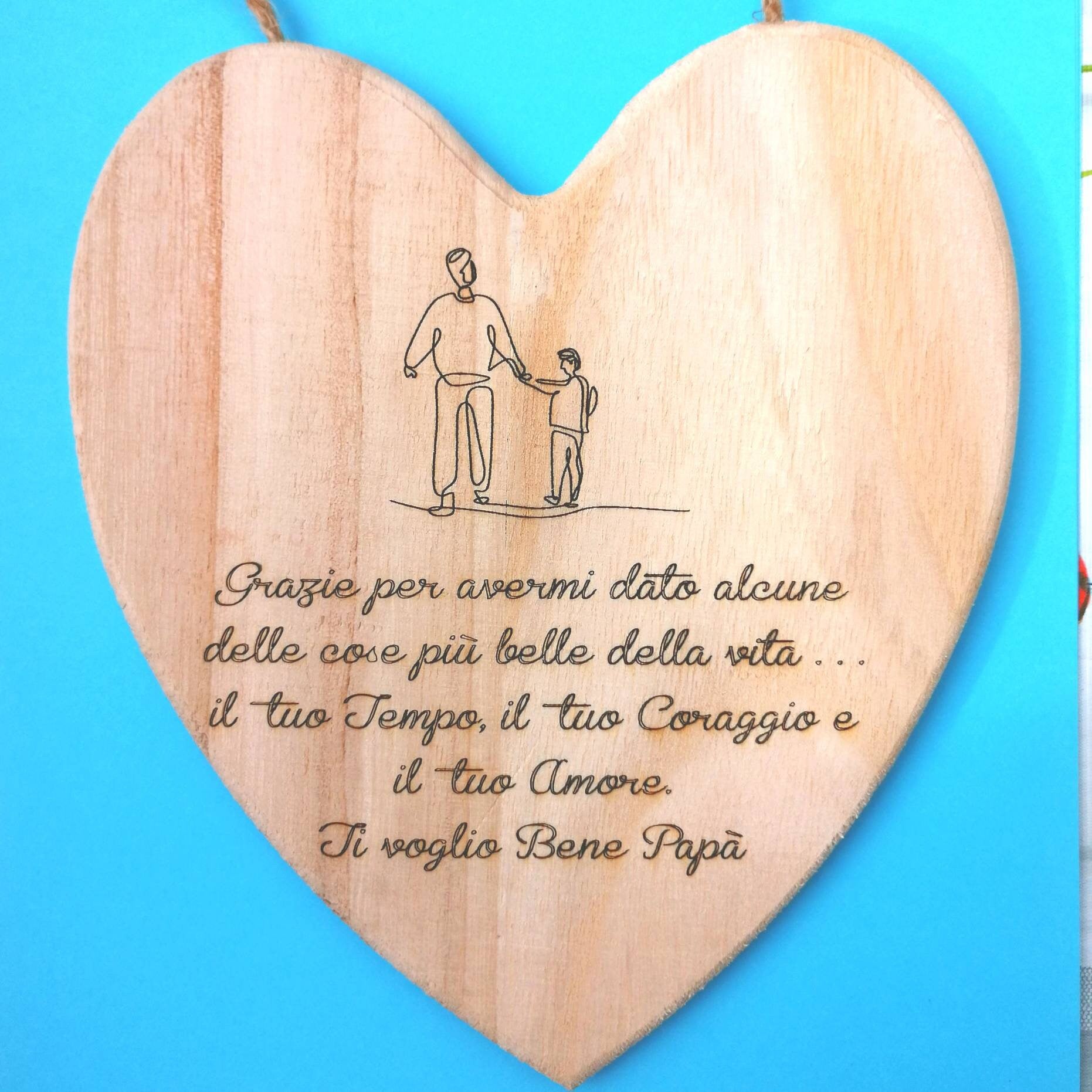 Targhetta a Cuore in Legno con Frase Personalizzata - Idea regalo