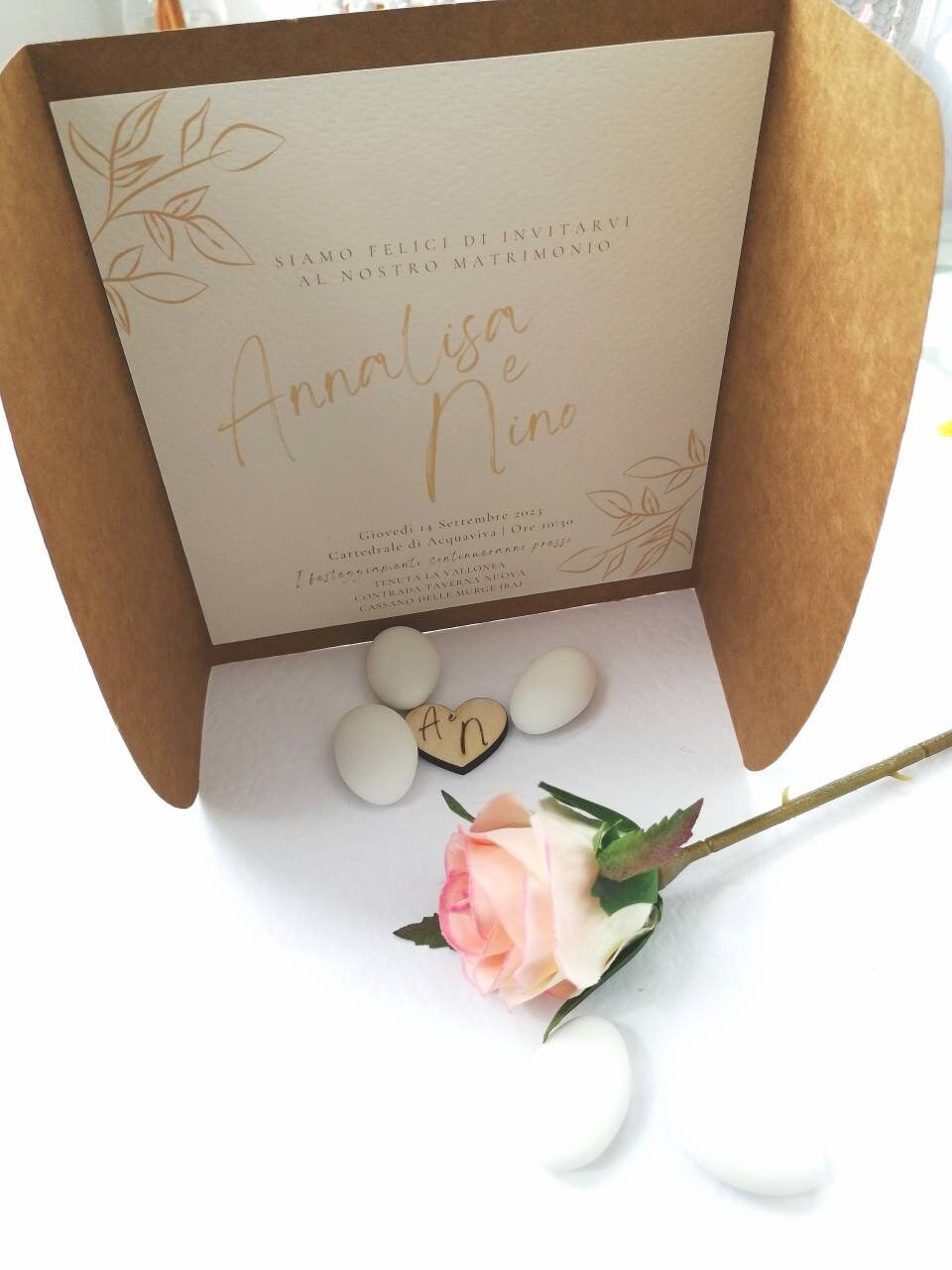 Wedding INVITATION INVITATION Rounded rectangular cardboard twine wedding ribbon size 15cm x 13cm (open 15cm x 28cm)