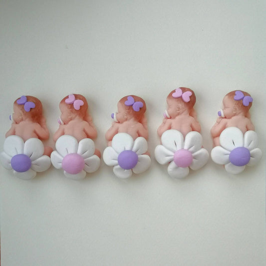 BABY GIRLS IN FIMO with Margherita Rosa and Lilla, birth, baptism, sugared almond favors