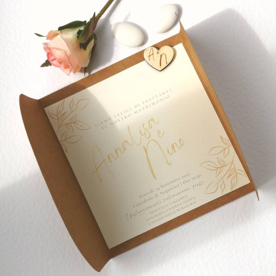 Wedding INVITATION INVITATION Rectangular cardboard twine wedding ribbon size 15cm x 13cm (open dimensions 15cm x 28cm)