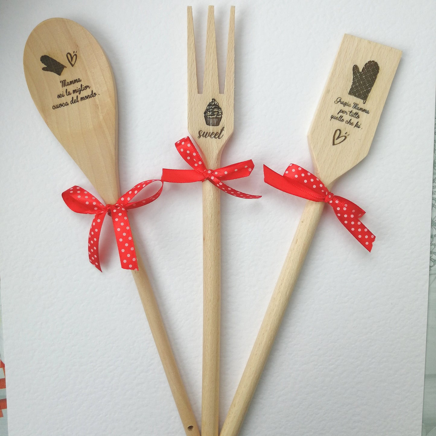 set of 3 customizable wooden ladles for Mother's Day MOTHER'S DAY