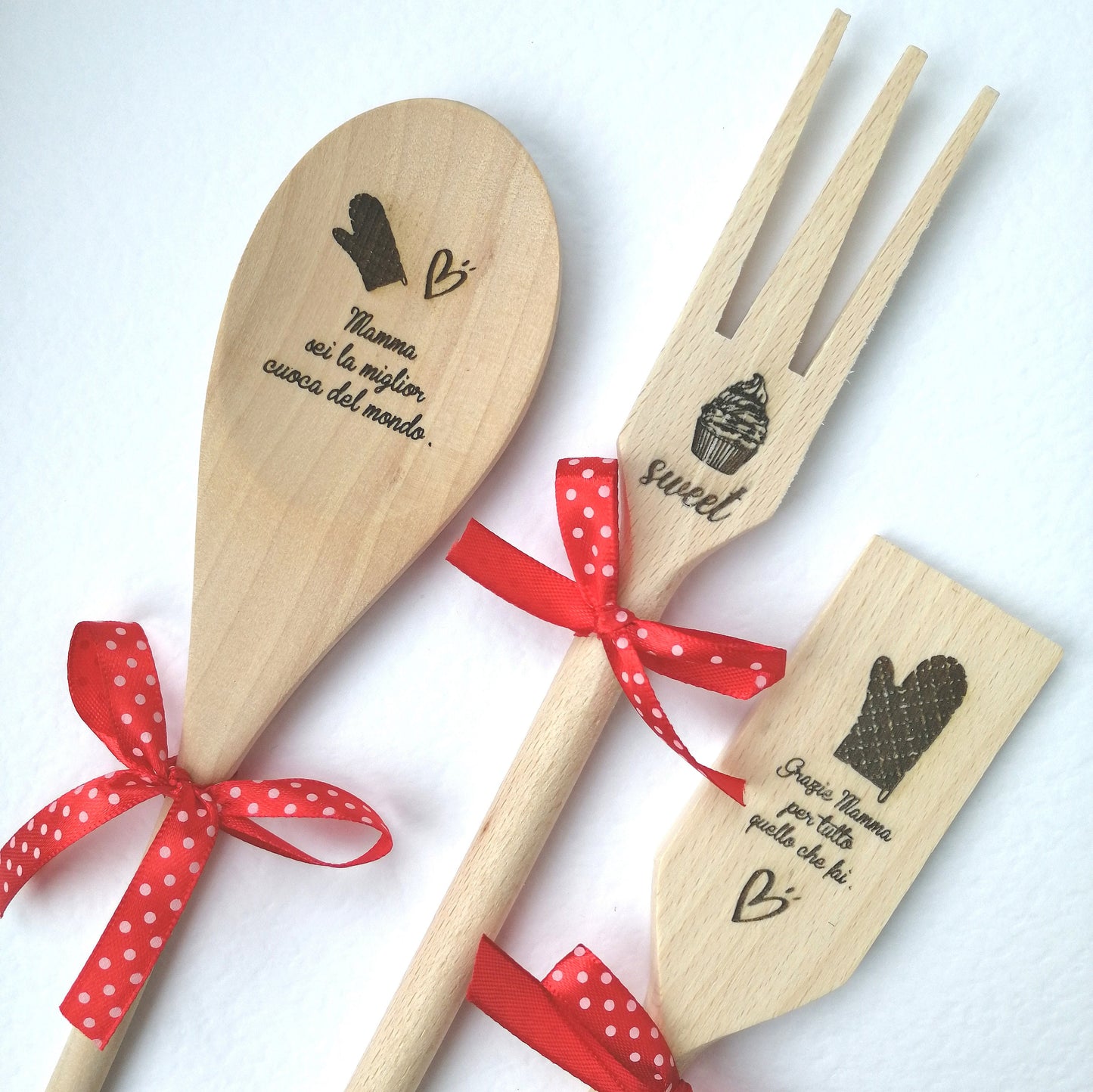 set of 3 customizable wooden ladles for Mother's Day MOTHER'S DAY
